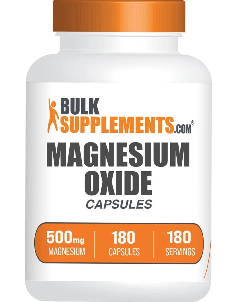 Bulksupplements Magnesium Oxide Capsules- 500Mg of Magnesium per Serving (180 Capsules - 180 Servings)