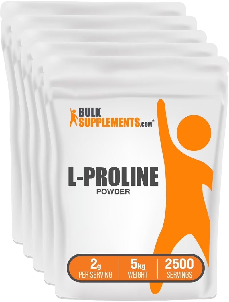 Bulksupplements L-Proline Powder - Amino Acid Supplement, Proline Supplement - Unflavored, 2G per Serving, 5Kg (11 Lbs)